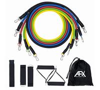 AFX Sports Exercise Resistance Bands Set, Fitness Stretch Workout Kit, 5 Tubes, 2 Foam Handles, 2 Ankle Straps, Door Anchor for Men Women, Home Gym Equipment, Yoga Pilates Physio