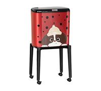 AFXGUSD Narrow Waste Bin with Wheels, Freestanding Waste Container with Legs, Lid, Multi-purpose Compost Bin Made of PP for Kitchen, Bathroom, Where, Red Puppy