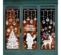 AFXXE Pack of 104 Window Stickers Christmas Self-Adhesive Large Window Decoration Christmas White Christmas Window Pictures Reusable Snowflakes Window Stickers Christmas for Shop Winter