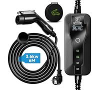 AFYEEV Electric Car Charger, 6M Type 1 Portable Battery Charger, Switchable Current 8-16A, 250V, 3.6kW, Digital Display, Black (SAE J1772)