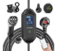 AFYEEV EV Charger Cable Type 2 to 3 Pin Plug, 8 Meter, 6/8/10/13A, 12 Hours Delay Timer, IP65 Type 2 Charging Cable, 3kW EV Charging Cable with Controllable Digital Display, and Carrying Bag