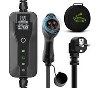 AFYEEV EV charger Portable, 3.6kW charger Auto battery switchable electricity 8a-16a with screen, 5m type 1 charging cable for E Hybrid & E-Auto