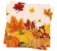 AFYHH Autumn Fall Napkins 80Pcs Thanksgiving Autumn Decorations Thanksgiving Table Decorations Halloween Fall Paper Napkins Autumn Leaves Pumpkin Napkin Harvest Party Supplies