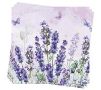 AFYHH Floral Spring Bloom Easter Napkins - 80Pcs Paper Napkins Spring Decorations Flowers Lavender Napkins Serviettes for Afternoon Tea Party Birthday Engagement Baby Shower Bridal 33x33cm