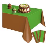 AFZMON 3 Pcs Green Brown Party Tablecloth Plastic Disposable Rectangular Table Cover Kids Boys Birthday Decorations- 54Inch x108Inch