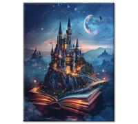 AG.AIIEU Paint by Numbers Adults, DIY Hand-Painted Oil Painting Magic Castle - Painting by Numbers Adult with - 3 Brushes and Acrylic Paint Crease-Free Canvas Kit - 40 x 50 cm