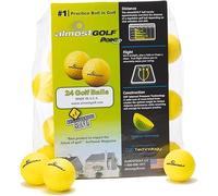 AG AlmostGolf Balls - Limited Flight Practice Golf Balls - (24 Pack, Yellow) - Almost Golf Balls Foam Golf Training Aids for Indoor Or Yard Practice - Includes 24 AlmostGolf Balls W/ 5 Liberty Tees