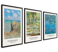 ag.art deco Pack of 3 Wall Art 21x30cm Black Frame Wall Decor Modern Design | Claude Monet Set, Sturdy MDF Wood, for Living Room and Bedroom, Protective Glass, Easy Wall Mounting, Sturdy Frame, Bedroom