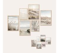 AG Design® Double-sided set of 6 beige pampas posters and art prints, 4 x 30 x 42 cm + 2 x 21 x 30 cm, for bedroom, living room, kitchen and office, without frame, AP6 351330