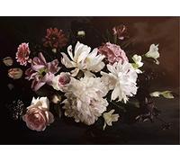 AG Design FTN M 2693 Flowers on a Dark Background Non-Woven Photo Wallpaper for Living, Bedroom, Dining Room, Kitchen, 160 x 110 cm, Multicoloured