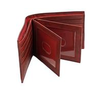 AG Wallets Mens Double Center Flap Bifold Leather Wallet with 3 ID Windows, Holds 12 Credit Cards, 2 Bill Compartments, Burgundy, Bifold Wallet