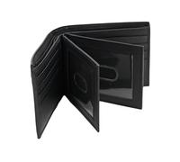 AG Wallets Mens Double Center Flap Bifold Leather Wallet with 3 ID Windows, Holds 12 Credit Cards, 2 Bill Compartments, Black, One size, Bifold Wallet