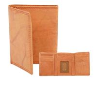 AG Wallets RFID Blocking Wallet for Men - Trifold Minimalist Slim Wallet with 10 Credit Card Slots & 3 Side Slots - 100% Genuine Leather Travel Wallet - Secure Compact Wallet, Tan
