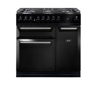AGA Masterchef Deluxe MDX90DFBLK 90cm Wide Black Dual Fuel Freestanding Range Cooker - Chrome Trim