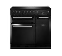 AGA Masterchef Deluxe MDX90EIBLK 90cm Wide Black Induction Freestanding Range Cooker - Chrome Trim