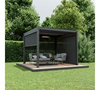Agadon Aluminium Pergola Set 300X300 Cm Anthracite With 3 Screens + Heater