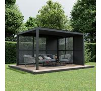 Agadon Aluminium Pergola Set 300X400 Cm Dark Grey With 3X Louver Wall 123 Cm & 3X Louver Wall 90 Cm