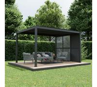 Agadon Aluminium Pergola Set 300X400 Cm Dark Grey With 3X Louver Wall 90 Cm