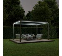 Agadon Aluminium Pergola Shading System with LED Lights & Motorised Slats in Dark Grey Agadon Dark Grey