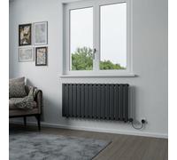 Agadon Lola Electric Horizontal Designer Panel Radiator 600 X 1208 mm Textured Anthracite - 1000 W Smart Heating Element