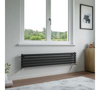 Agadon Neo Horizontal Oval Tube Designer Radiator in Dark Grey | Size: 526mm x 1800mm Agadon Dark Grey 526mm x 1800mm
