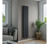 Agadon Solo Duplex Designer Oval Tube Radiator in Dark Grey | Size: 1800mm x 360mm Agadon Dark Grey 1800mm x 360mm