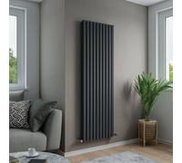 Agadon Solo Duplex Designer Oval Tube Radiator in Dark Grey | Size: 1800mm x 480mm Agadon Dark Grey 1800mm x 480mm