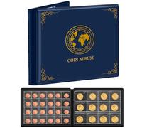 Againmore Coin Album for Collectors, 300 Pocket Coins, Folder Album with EVA Sleeves for 20 25 27 30 38 46 mm Coin Storage Scrapbook for Money Currency Blue
