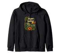 Against The Current Surf Skeleton Swimming Beach Humor Zip Hoodie