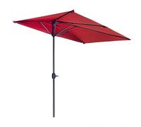 Against The Wall Half Square Parasol, Red Waterproof Patio Umbrella Outdoor Market Table Umbrellas, Heavy Duty Garden Balcony Sun Shade Cover