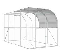 Against Wall Chicken Coop Silver Galvanised Steel Outdoor Modern Stable vidaXL