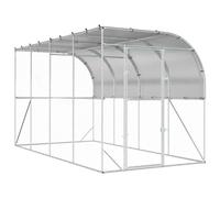 Against Wall Chicken Coop Silver Galvanised Steel Outdoor Modern Stable vidaXL