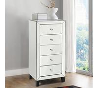 agalia mirrored chest of 5 drawers in silver