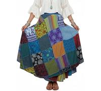 Agan Traders Women's Boho Gypsy Hippie Patch Work Tie Up High Waist Tie-Dye Wrap Cover Up Maxi Skirt, Turquoise, XX-Large