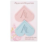 Aganmi 2Pcs Personalized Heart Leather Cute Bookmarks, Custom Initial Bookmarks Corner Book Mark Reading Accessories Christmas Small Gifts Stocking Stuffers for Women Readers Book Lovers Teachers -A