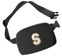 Aganmi Initial Fanny Pack for Girls Crossbody Bags Small Belt Bag for Women Trendy Waist Pack with Adjustable Strap Personalized Cross Body Everywhere Chest Pouch Travel Accessories Gifts, Black,