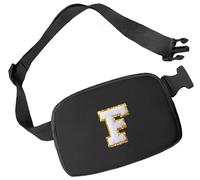 Aganmi Initial Fanny Pack for Girls Crossbody Bags Small Belt Bag for Women Trendy Waist Pack with Adjustable Strap Personalized Cross Body Everywhere Chest Pouch Travel Accessories Gifts, Black,