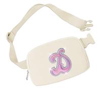 Aganmi Leather Letter Belt Bag Cute Crossbody Bags Travel Fanny Waist Pack Trendy Stuff Christmas Birthday Gifts for Girls, Beige, 8.1x2x5.5inches/20.5x5x14cm, D