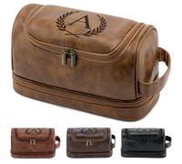 Aganmi Personalized Dad Gifts from Daughter Son Travel Mens Toiletry Bag, Unique Shaving Bag Fathers Day Thanksgiving Christmas Birthday Gifts for Men Father New Dad Papa Elderly Dad, Light Brown A