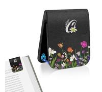 Aganmi Personalized Magnetic Leather Cute Bookmark, Custom Initial Bookmarks Corner Book Mark Reading Accessories Mini Gifts Stocking Stuffers for Women Readers Book Lovers Teachers Black O