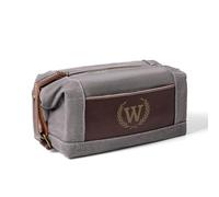Aganmi Personalized Travel Toiletry Bag Canvas Leather Splicing Grooming Organizer Case with Laser Engraved Monograms,Retirement Valentine's Day Gift for Men Husband Him, Shaving Kit Pouch Holder W