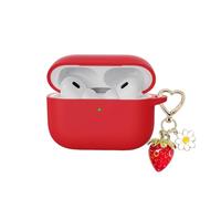 AGAOSH for Airpods Pro 3 Case Cover with Cute Strawberry Charm Keychain,Soft Silicone Shockproof Protective Case Daisy Flower Accessories for New Apple Airpods Pro 3rd Generation Charging Case Red