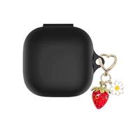 AGAOSH for Beats Fit Pro Case Cover,Cute Strawberry Charm Heart Keychain,Stylish Black Print Soft Silicone Skin Cover Protective Accessories Case Daisy Key chains for Beats Fit Pro Charging Case Black