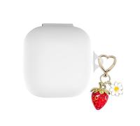 AGAOSH for Beats Fit Pro Case Cover with Cute Strawberry Charm Heart Keychain, Soft Silicone Skin Cover Protective Accessories Case Daisy Key Chains for Beats Fit Pro Earbuds Charging Case White