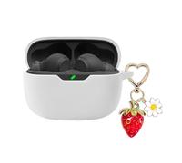AGAOSH for JBL Vibe Beam/JBL Vibe 200TWS Case Cover with Cute Strawberry Charm Keychain,Soft Silicone Protective Case Daisy for JBL Vibe 200TWS & JBL Vibe Beam True Headphones Charging Case White