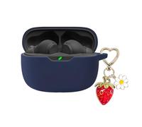 AGAOSH for JBL Vibe Beam/JBL Vibe 200TWS Case Cover with Cute Strawberry Charm Keychain,Soft Silicone Protective Case Daisy for JBL Vibe 200TWS & JBL Vibe Beam True Headphones Charging Case Blue