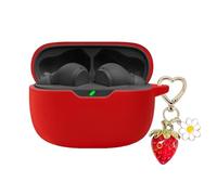 AGAOSH for JBL Vibe Beam/JBL Vibe 200TWS Case Cover with Cute Strawberry Charm Keychain,Soft Silicone Protective Case Daisy for JBL Vibe 200TWS & JBL Vibe Beam True Headphones Charging Case Red