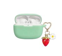 AGAOSH for JBL Vibe Beam/JBL Vibe Beam 2 Case Cover with Cute Strawberry Charm Keychain,Soft Silicone Shockproof Protective Case Daisy for JBL Vibe 200TWS True Headphones Charging Case Mint Green