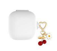 AGAOSH Protective Case Cover for Beats Fit Pro with Cute Cherry Charm Heart Keychain, Soft Silicone Skin Cover Accessories Daisy Key Chains for Beats Fit Pro Earbuds Charging Case 2021 White