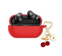 AGAOSH Protective Case for Beats Solo Buds Case Cover with Cute Cherry Charm Heart Keychain, Soft Silicone Daisy Key Chains Accessories for New Beats Solo Charging Case Earbuds for Women Men Red